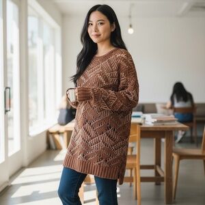 Universal Thread Open Stitch Crochet Sweater